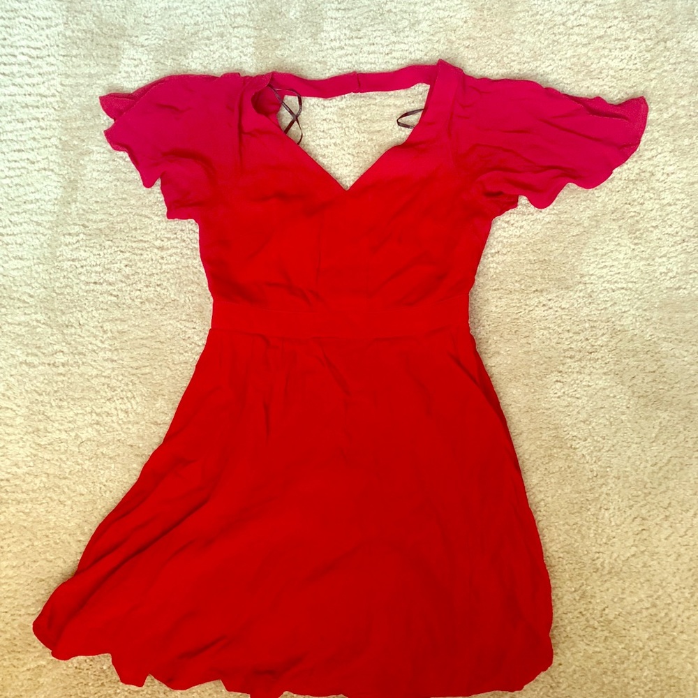 Red chiffon cocktail dress